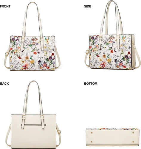 Miniatura 67 de Juego de 4 bolsas modernos para mujer de cuero sintético: bolso tote, bolso de hombro, bolso de mano y cartera.