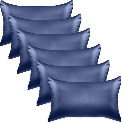 Miniatura 51 de Elegant Comfort Juego de 4 fundas de almohada de satén de viscosa refrescante con cierre de cremallera oculto, suave como la seda para el cuidado