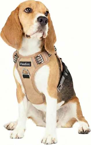 Miniatura 33 de Funfox Arnés para perro sin tirones, arnés de chaleco ajustable para mascotas, material súper suave con mango vertical, fácil control, paseo