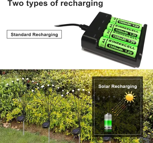 Miniatura 5 de Baterías AA recargables, baterías solares Ni-MH doble A de alta capacidad 1.2 V precargadas para luces solares al aire libre (AA-1300mAh-12pack)
