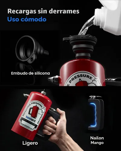 Miniatura 5 de toolant Pulverizador presurizado recargable de 32 onzas, recipiente de acero, forro resistente al óxido, válvula de aguja resistente a fugas, Rojo