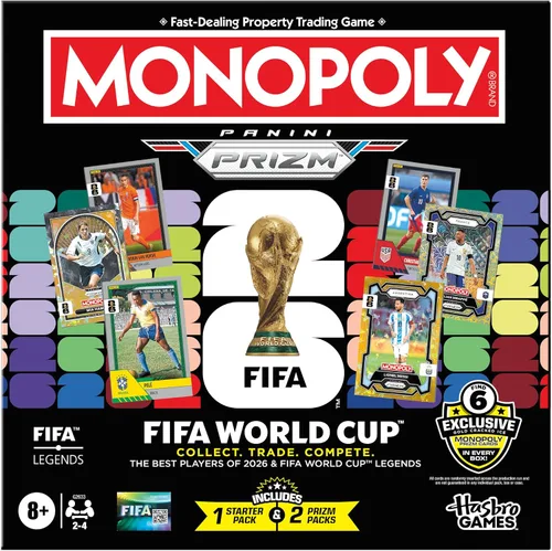 Miniatura 7 de Monopoly Panini Prizm: Caja de cartas coleccionables de la Copa Mundial de la FIFA Estrellas y leyendas actuales Más de 2 jugadores, a partir
