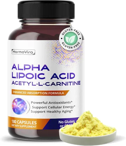 Cápsulas de acetil-L-carnitina de ácido alfa lipoico con ubiquinol, curcumina y vitaminas B, apoyo diario para el bienestar