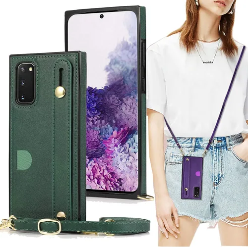 Funda tipo cartera para Samsung Galaxy Note 20 con correa de piel ajustable y función atril, tarjetero cruzado, bolso y correa para el hombro, color