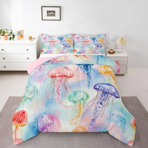 Miniatura 12 de Erosebridal Phoenix - Juego de edredón tamaño individual, juego de ropa de cama con estampado de pájaro mágico, estampado de pájaros mágicos, Multi