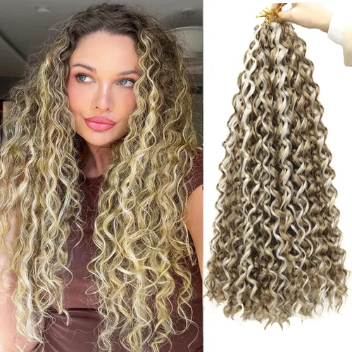 Miniatura 59 de 8 Paquetes de Cabello Rizado con Ganchillo GoGo, Cabello Rizado con Ganchillo para Mujeres Negras, Trenzado de Onda Profunda, Cabello Sintético