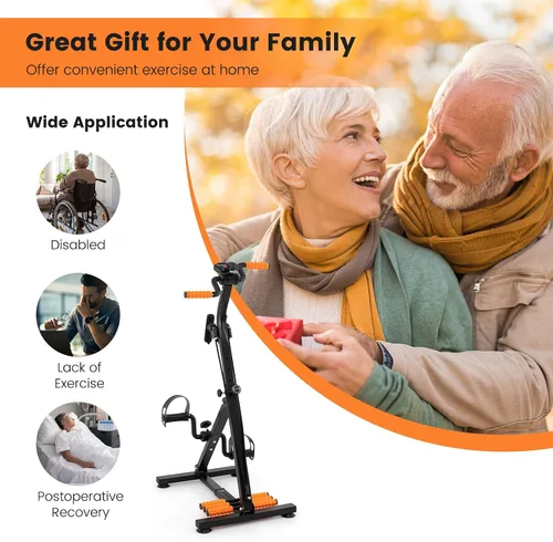 Miniatura 9 de GYMAX Bicicleta de Pedal para Personas Mayores, Máquina de Ejercicio para Brazos, Piernas y Rodillas con Función de Masaje, Monitor LCD, Altura