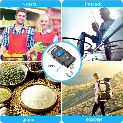 Miniatura 9 de Dr.meter Báscula de Pescado Báscula de Equipaje Equipo de Pesca - 110lb Pantalla LCD Digital Retroiluminada con Cinta Métrica Incorporada - Báscula
