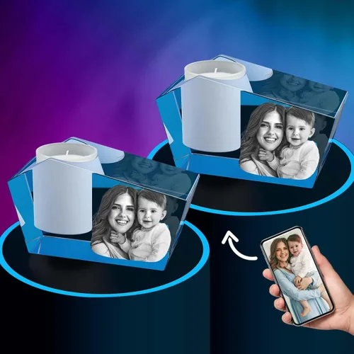 Miniatura 7 de ArtPix 3D Portavelas de fotos de cristal, regalos personalizados para mujeres, hombres, esposa, marido, mamá, grandes regalos personalizados con tu