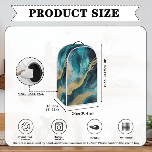 Miniatura 6 de Fundas para batidora para cocina, cubierta de procesador de alimentos de mármol azul con mango duradero, cubiertas antipolvo para electrodomésticos