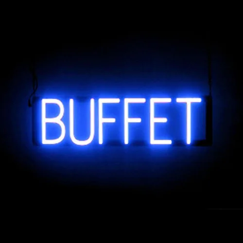 Miniatura 16 de SpellBrite BUFFET Sign Letrero relacionado con buffet con aspecto de neón, fuente de luz LED roja 22.6 x 6.3 pulgadas Rojo
