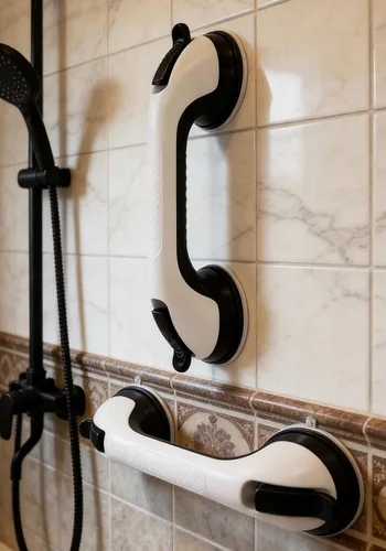 Barras de agarre para bañeras y duchas, mango de ducha para discapacitados de seguridad con indicadores, barra de agarre con ventosa para silla de