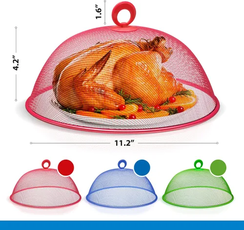 Miniatura 4 de Affordit Cubierta de Malla para Alimentos Tipo Carpa Sombrilla, 10.75 pulgadas, Cubiertas de Malla Reutilizables para Pícnic al Aire Libre, Red