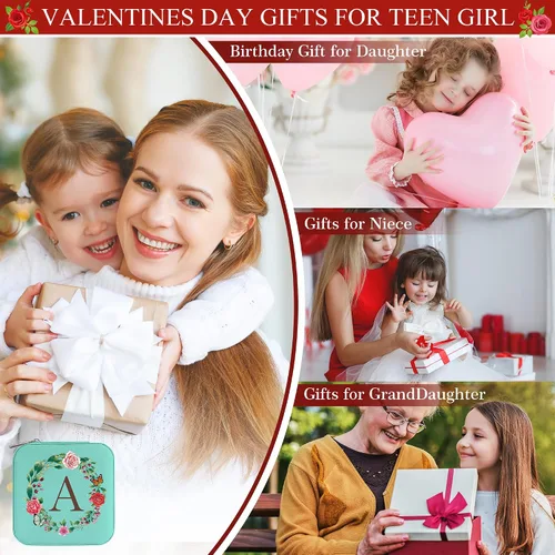 Miniatura 5 de Parima Regalo de Navidad para mujeres y niñas Idea de regalo para adolescentes adolescentes Joyero de viaje con inicial azul Joyero pequeño