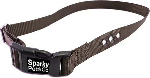 Sparky Pet Co Perro cerca E collar receptor resistente Nylon 1" 3 agujeros consecutivos correa para todos los sistemas de collar e marrón