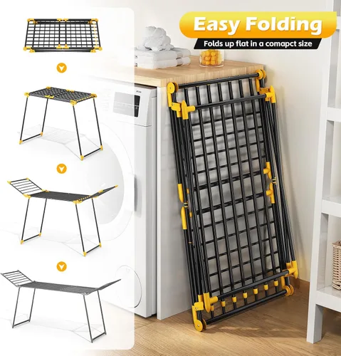Miniatura 4 de APEXCHASER Tendedero plegable para ropa de cama, toallero, resistente, para uso en interiores y exteriores, 21.9 pulgadas de ancho x 100 pulgadas