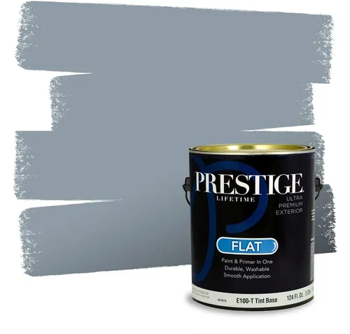 Miniatura 1098 de Pintura Exterior + imprimación PRESTIGE, todo-en-uno, 1 galón, acabado mate, color comparable al Valspar* Royal Gray* VS151-Gris real