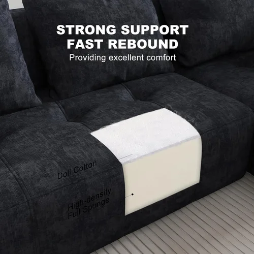 Miniatura 3 de Sofá seccional modular de 105", sofá sin estructura para sala de estar, sofá seccional tipo nube con asiento profundo, sofá en forma de L, sofás