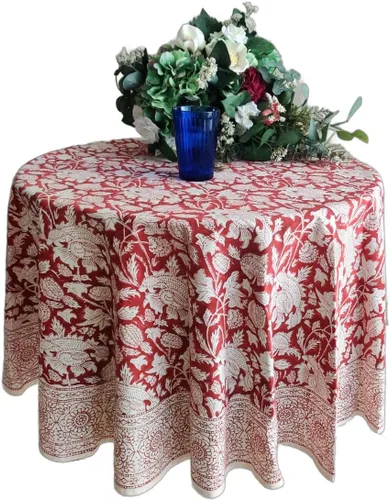 Miniatura 73 de ATOSII Mantel 100% algodón, Amara, floral, hecho a mano, rectangular, de lino, para cocina, comedor, fiestas, bodas, exteriores, picnics, Pascua