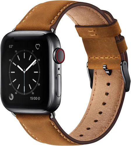 Miniatura 24 de SUNFWR Correas de cuero compatibles con Apple Watch de 1.61, 1.57, 1.5 pulgadas para hombres y mujeres, correa de repuesto de cuero genuino de grano