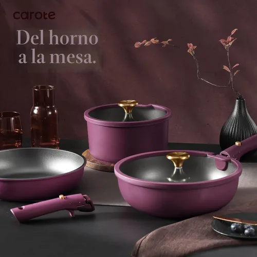 Miniatura 6 de CAROTE Juego de 21 ollas y sartenes, juego de utensilios de cocina antiadherentes, mango desmontable, juegos de utensilios de cocina de inducción