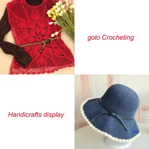 Miniatura 6 de Golo - Bolas de hilo para crochet de algodón tamaño 10, color algodón para crochet D-Fresa D078-fresa