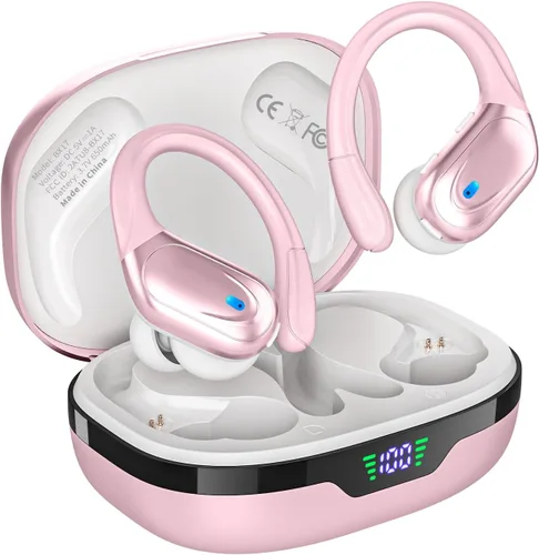 HAOYUYAN Auriculares inalámbricos, auriculares Bluetooth deportivos, auriculares deportivos con 80 horas de reproducción, con pantalla de