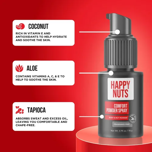 Miniatura 5 de Happy Nuts Comfort - Desodorante en aerosol en polvo para hombres: defensa del sudor antirozaduras, control de olor, sin aluminio, regalo perfecto