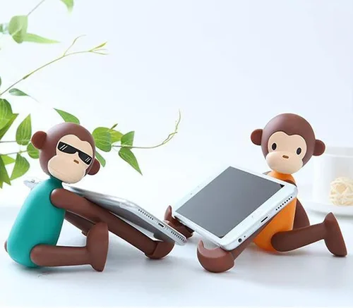 Miniatura 4 de Bonito accesorio de escritorio, divertida decoración de escritorio, soporte ajustable para teléfonos inteligentes y tabletas (verde)