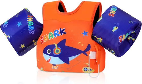 Miniatura 28 de MoKo Chaleco de natación para niños pequeños de 13-30/20-50/22-66 libras, flotadores de brazo de natación de dibujos animados, alas de agua