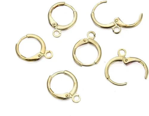 Adabele 50 Uds. de latón crudo redondo Huggies Leverback Pendientes Ganchos Earwire Conector No Plateado/Recubierto para Pendientes Joyería