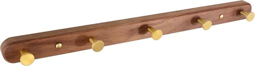 Miniatura 11 de Perchero montado en la pared, perchero colgante de entrada, riel para abrigos de metal y madera con 3 ganchos rústicos para abrigo, bufanda, bolsa