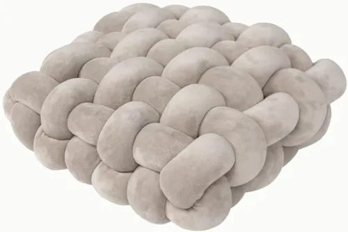 Miniatura 6 de Almohada de nudo cuadrada anudada, manta de felpa suave, cojín decorativo para sofá, hogar, oficina, sala de estar, dormitorio, cama (gris, 12 x 13)