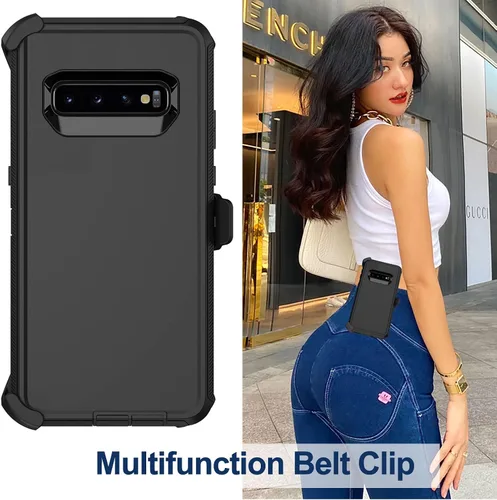 Miniatura 6 de Funda para Samsung Galaxy S10 con funda de clip para cinturón, 2 protectores de pantalla, [protección contra caídas de grado militar] Funda Negro