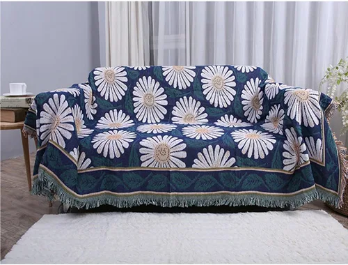 Miniatura 8 de MIFXIN Manta de felpilla jacquard de 35 x 82 pulgadas, manta tejida de algodón de doble cara con borlas decorativas, manta ligera y suave para cama