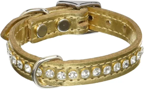 Miniatura 88 de Collar de perro de cuero y cristales de OmniPet Signature, cuero de grano de violeta africana de avestruz, se ajusta a un tamaño de cuello de 6"-8