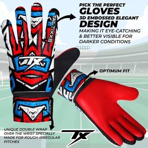 Miniatura 16 de Guantes de portero de fútbol para niños y jóvenes, guantes de portero de fútbol Funky antideslizantes con palma de látex de 0.16 in con agarres Azul