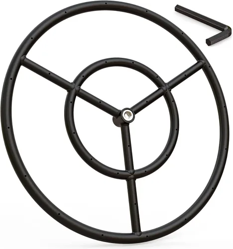Miniatura 9 de onlyfire Anillo quemador redondo de acero inoxidable de 18 pulgadas para fogata, anillo doble