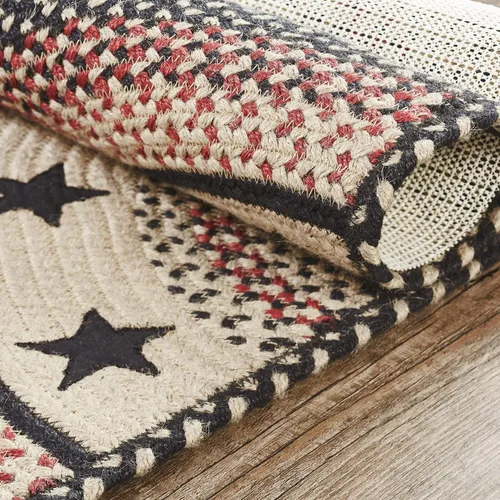Miniatura 4 de VHC Brands Colonial Star - Alfombra decorativa, mezcla de yute, medio círculo, estrella roja y negra, 16.5 x 33 pulgadas