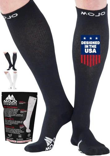 Mojo - Calcetines de compresión atléticos, longitud hasta la rodilla con soporte medio (15-20 mmHg) para mejorar el rendimiento y la recuperación, 1