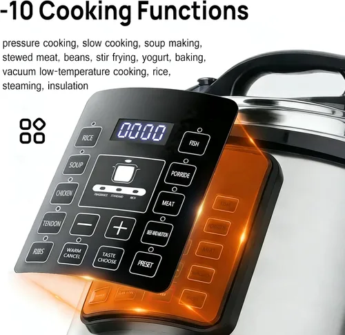 Miniatura 2 de Olla a presión eléctrica 10 en 1 con función de reserva de 24 horas, 6L, olla de cocción lenta, olla arrocera, wok, pastel, yogur, hace que cocinar