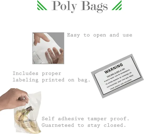Miniatura 6 de Bolsas de poliéster transparentes resellables con advertencia de asfixia, 6 x 9, 0.07 pulgadas. Paquete de 100, 500 o 1000 bolsas