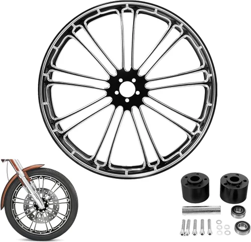 TCMT Llanta de rueda delantera de 23 pulgadas, buje de rueda de doble disco para Harley Touring modelos no ABS/ABS, Road King Electra Street Road