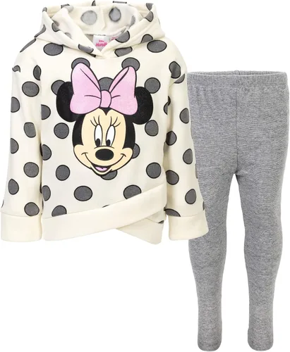 Miniatura 8 de Disney Minnie Mouse - Conjunto de sudadera de forro polar con capucha cruzada y leggings para bebés y niños grandes (12 meses - 14-16)