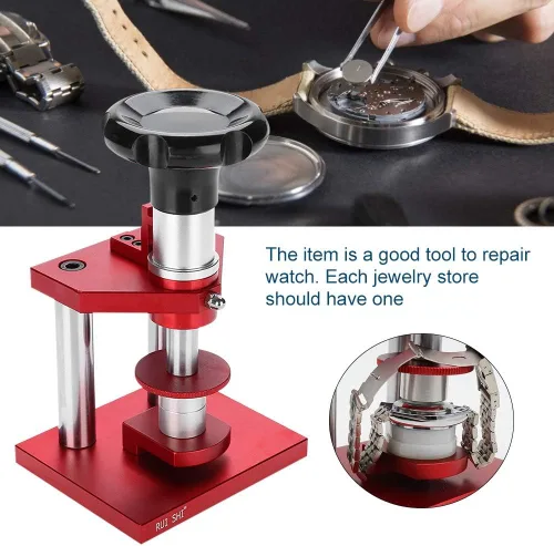 Miniatura 3 de Prensa de reloj, caja trasera de reloj, tipo tornillo, juego de herramientas de prensa profesional para reloj, bisel de cristal, herramientas