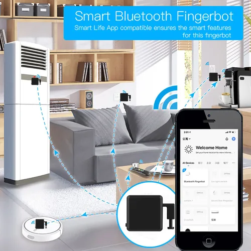 Miniatura 3 de Empujador de botón de interruptor inteligente: botón pulsador de bot, aplicación Tuya o control de temporizador, sin cableado, añade un concentrador