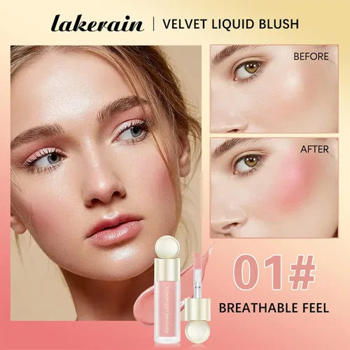 Miniatura 3 de Rubor líquido, acabado de terciopelo mate natural, rubor facial líquido crema suave para mejillas, maquillaje para tinte de piel, ligero y mezclable