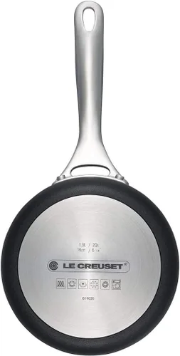 Miniatura 5 de Le Creuset Cacerola PRO antiadherente endurecida con tapa de vidrio, 2 cuartos de galón.