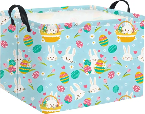 Miniatura 50 de Cesta rectangular de almacenamiento para niños, cesta de almacenamiento para bebés con asas para la cocina del hogar, lindo organizador de juguetes