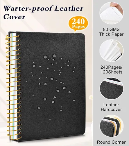 Miniatura 5 de Cuaderno de 5 asignaturas con reglas universitarias y divisores de bolsillos removibles con pestañas, 240 páginas, cuaderno en espiral de 21.59 x